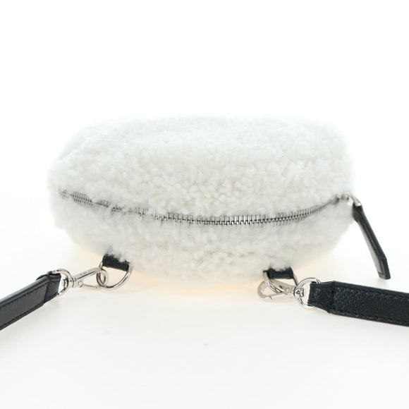 FENDI Rice Ball Shoulder Bag Bore White Black 7AS240 Auth 202864SAM