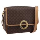 CELINE Macadam Canvas Circle Shoulder Bag PVC Leather Brown Gold Auth 202874A-1