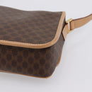 CELINE Macadam Canvas Circle Shoulder Bag PVC Leather Brown Gold Auth 202874A-12
