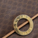 CELINE Macadam Canvas Circle Shoulder Bag PVC Leather Brown Gold Auth 202874A-14