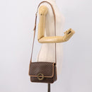 CELINE Macadam Canvas Circle Shoulder Bag PVC Leather Brown Gold Auth 202874A-25
