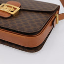 CELINE Macadam Canvas Horse Carriage Bag PVC Leather Brown Gold Auth 202877-10