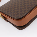 CELINE Macadam Canvas Horse Carriage Bag PVC Leather Brown Gold Auth 202877-13