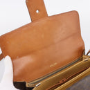 CELINE Macadam Canvas Horse Carriage Bag PVC Leather Brown Gold Auth 202877-15