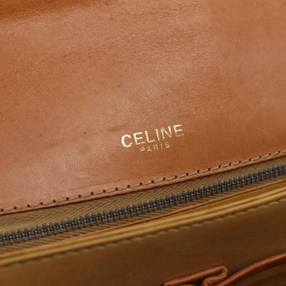 CELINE Macadam Canvas Horse Carriage Bag PVC Leather Brown Gold Auth 202877