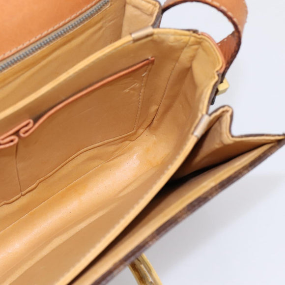 CELINE Macadam Canvas Horse Carriage Bag PVC Leather Brown Gold Auth 202877