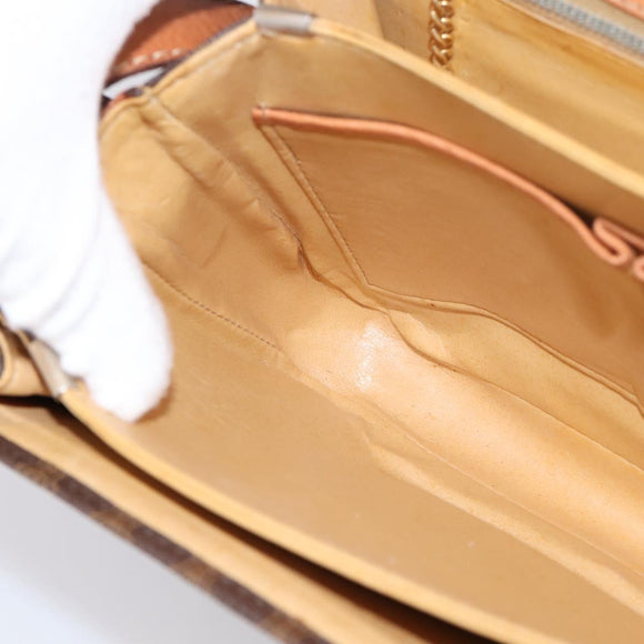 CELINE Macadam Canvas Horse Carriage Bag PVC Leather Brown Gold Auth 202877