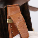 CELINE Macadam Canvas Horse Carriage Bag PVC Leather Brown Gold Auth 202877-25