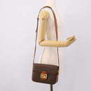 CELINE Macadam Canvas Horse Carriage Bag PVC Leather Brown Gold Auth 202877-26
