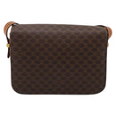 CELINE Macadam Canvas Horse Carriage Bag PVC Leather Brown Gold Auth 202877-3