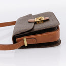 CELINE Macadam Canvas Horse Carriage Bag PVC Leather Brown Gold Auth 202877-4