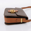 CELINE Macadam Canvas Horse Carriage Bag PVC Leather Brown Gold Auth 202877-5