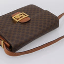 CELINE Macadam Canvas Horse Carriage Bag PVC Leather Brown Gold Auth 202877-6