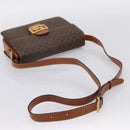 CELINE Macadam Canvas Horse Carriage Bag PVC Leather Brown Gold Auth 202877-7