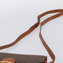 CELINE Macadam Canvas Horse Carriage Bag PVC Leather Brown Gold Auth 202877-8