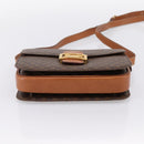 CELINE Macadam Canvas Horse Carriage Bag PVC Leather Brown Gold Auth 202877-9