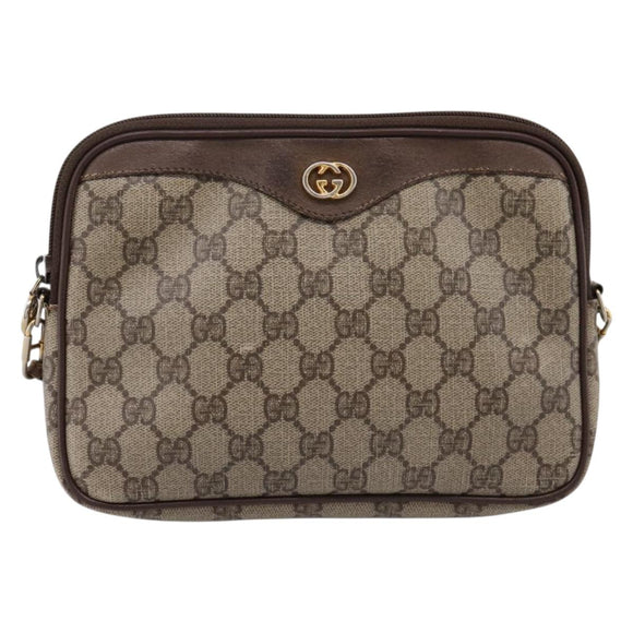 GUCCI GG Supreme Shoulder Bag PVC Beige Gold 97 02 068 Auth 202878