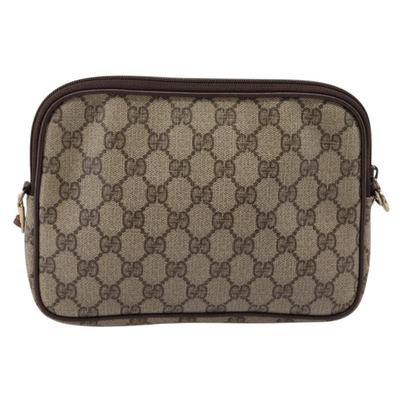 GUCCI GG Supreme Shoulder Bag PVC Beige Gold 97 02 068 Auth 202878