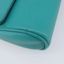 FENDI Shoulder Bag Leather Green Gold Auth 202879A-11