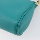 FENDI Shoulder Bag Leather Green Gold Auth 202879A-12