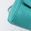 FENDI Shoulder Bag Leather Green Gold Auth 202879A-14