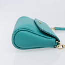 FENDI Shoulder Bag Leather Green Gold Auth 202879A-4