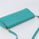 FENDI Shoulder Bag Leather Green Gold Auth 202879A-6
