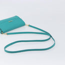 FENDI Shoulder Bag Leather Green Gold Auth 202879A-7