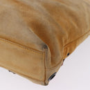 FENDI Hand Bag Suede Beige Auth 202880-17