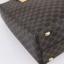 CELINE Macadam Canvas Circle Hand Bag PVC Leather Black Gold Auth 202882-11