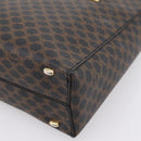 CELINE Macadam Canvas Circle Hand Bag PVC Leather Black Gold Auth 202882-12