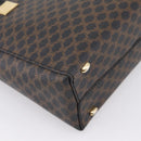 CELINE Macadam Canvas Circle Hand Bag PVC Leather Black Gold Auth 202882-13