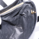 CELINE Macadam Canvas Circle Hand Bag PVC Leather Black Gold Auth 202882-17