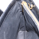 CELINE Macadam Canvas Circle Hand Bag PVC Leather Black Gold Auth 202882-18