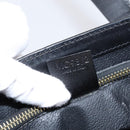 CELINE Macadam Canvas Circle Hand Bag PVC Leather Black Gold Auth 202882-22