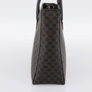 CELINE Macadam Canvas Circle Hand Bag PVC Leather Black Gold Auth 202882-4