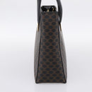 CELINE Macadam Canvas Circle Hand Bag PVC Leather Black Gold Auth 202882-5