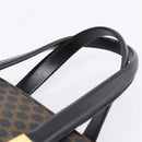 CELINE Macadam Canvas Circle Hand Bag PVC Leather Black Gold Auth 202882-8