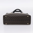 CELINE Macadam Canvas Circle Hand Bag PVC Leather Black Gold Auth 202882-9