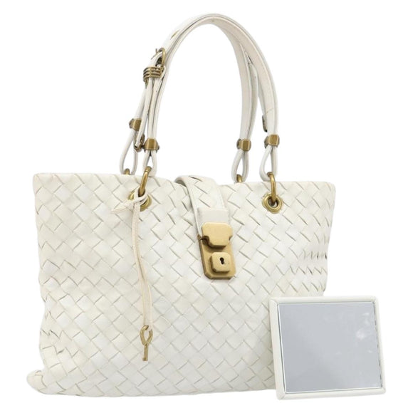 BOTTEGA VENETA INTRECCIATO Hand Bag Leather White 162112 Auth 202883V