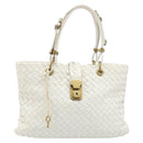 BOTTEGA VENETA INTRECCIATO Hand Bag Leather White 162112 Auth 202883V-13