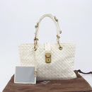 BOTTEGA VENETA INTRECCIATO Hand Bag Leather White 162112 Auth 202883V-12