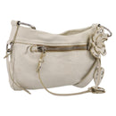 Miu Miu Shoulder Bag Leather White Silver Auth 202884A-1