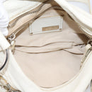 Miu Miu Shoulder Bag Leather White Silver Auth 202884A-11