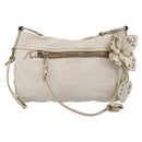 Miu Miu Shoulder Bag Leather White Silver Auth 202884A-13