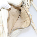 Miu Miu Shoulder Bag Leather White Silver Auth 202884A-22