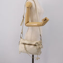 Miu Miu Shoulder Bag Leather White Silver Auth 202884A-23