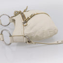 Miu Miu Shoulder Bag Leather White Silver Auth 202884A-3