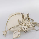 Miu Miu Shoulder Bag Leather White Silver Auth 202884A-4