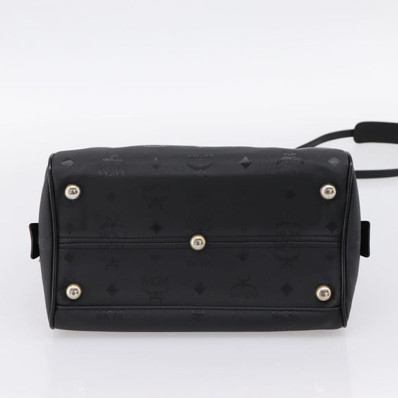 MCM Vicetos Logogram Hand Bag PVC Leather 2way Black Gold Auth 202886A